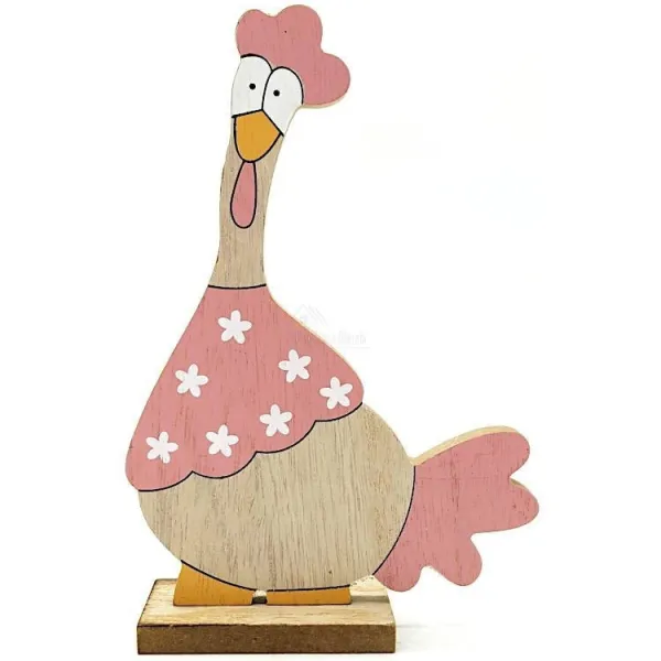 Wooden chicken to be posed colour Rose