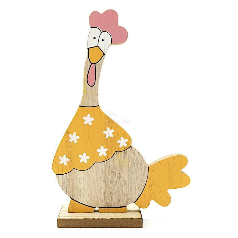 Poulet en Bois décoratif à poser couleur Orange