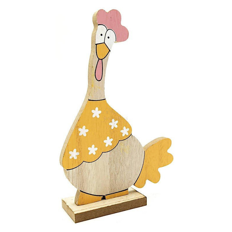 Poulet en Bois décoratif à poser couleur Orange