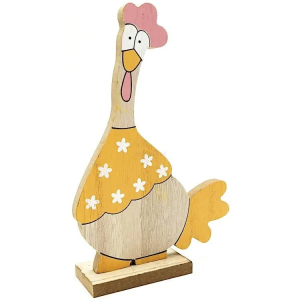Poulet en Bois décoratif à poser couleur Orange