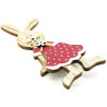 Sitting Wooden Rabbit with Rafia Knot and Decorative Flower