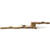 Sitzender Hase aus Holz mit Rafia-Schleife und dekorativer Blume