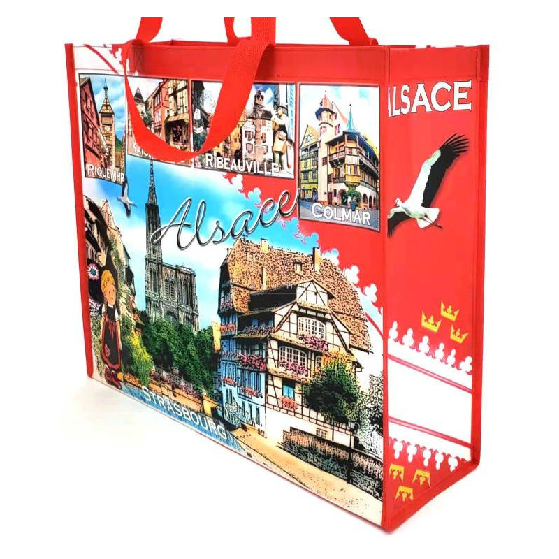Plastifizierte Shopping-Tasche mit Dekor Elsässische Dörfer