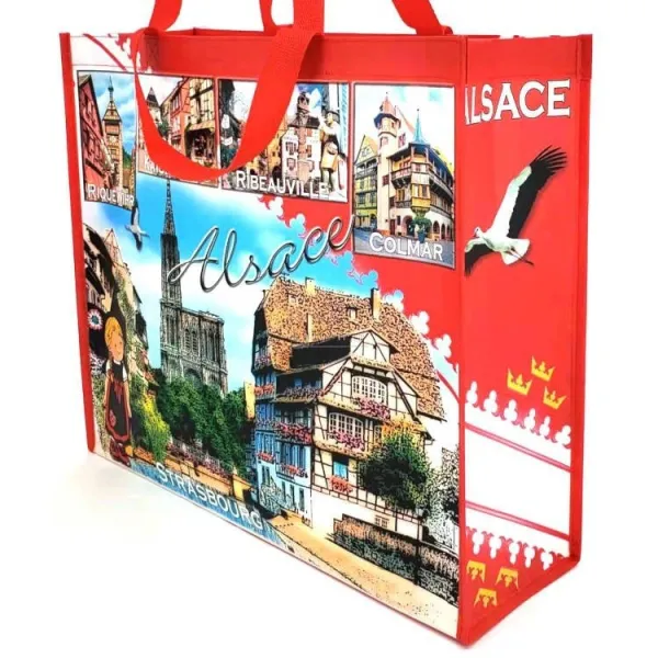Plastifizierte Shopping-Tasche mit Dekor Elsässische Dörfer
