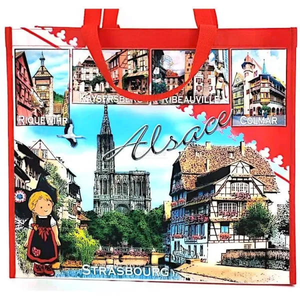 Sac Shopping plastifié décor Villages d'Alsace
