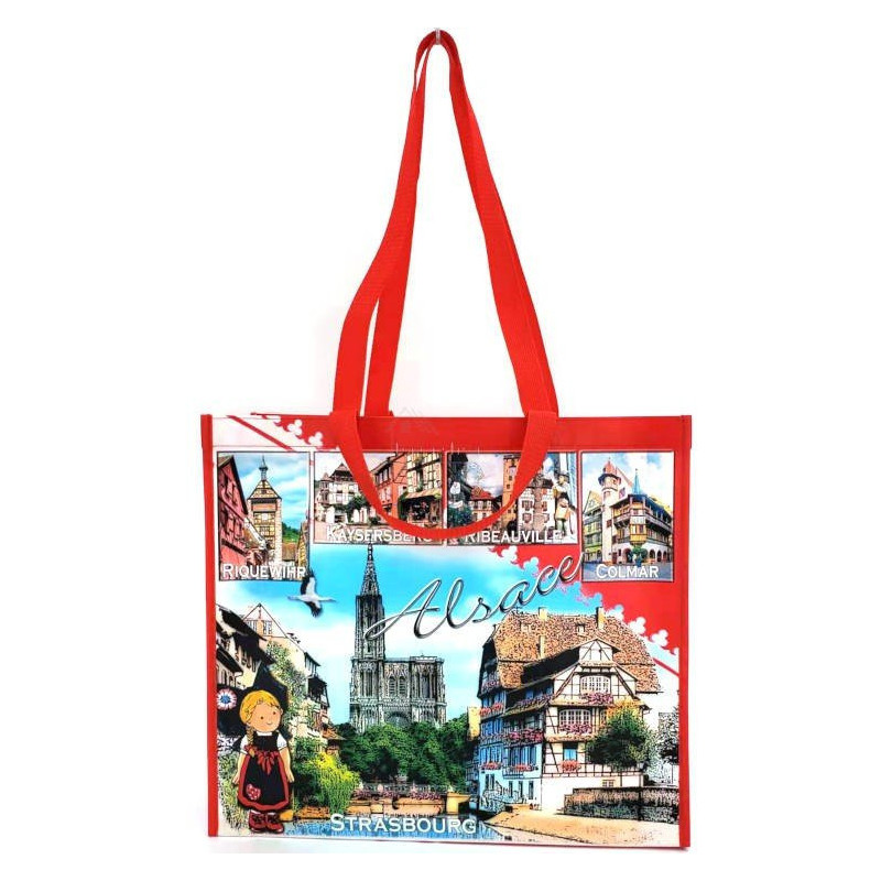 Plastifizierte Shopping-Tasche mit Dekor Elsässische Dörfer