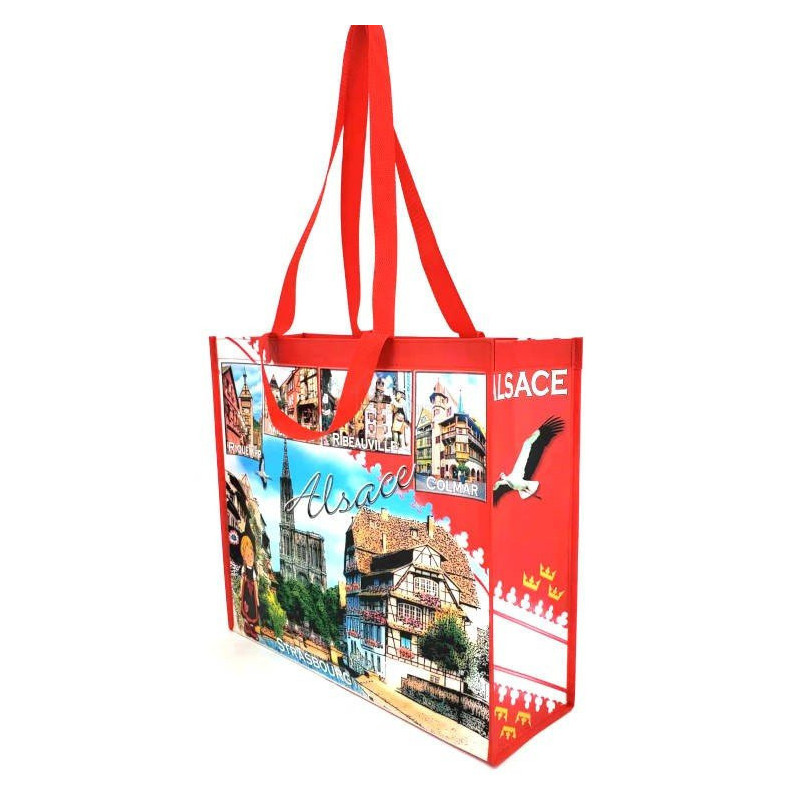 Plastifizierte Shopping-Tasche mit Dekor Elsässische Dörfer