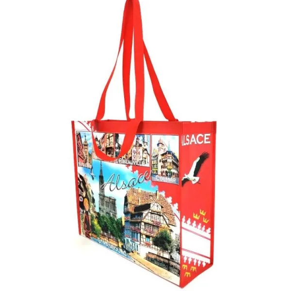 Plastifizierte Shopping-Tasche mit Dekor Elsässische Dörfer