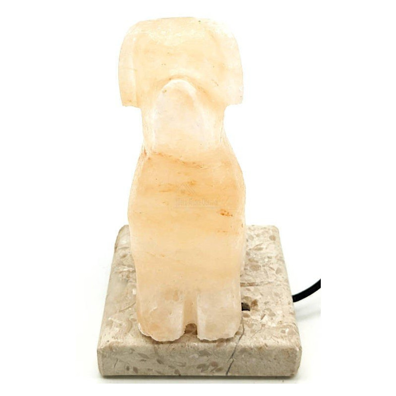 USB-Lampe aus Himalaya-Salzkristall Sitzender Hund