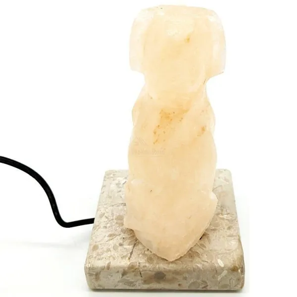 USB-Lampe aus Himalaya-Salzkristall Sitzender Hund