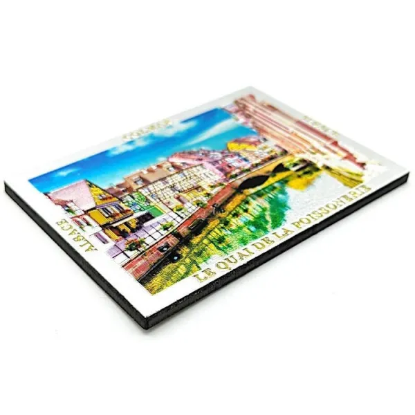 Decorative Magnet Colmar the Quai des Poissonniers silvered and glittering