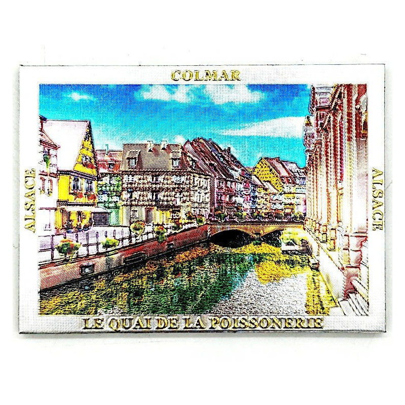 Magnet Décoratif Colmar le Quai des Poissonniers argenté scintillant