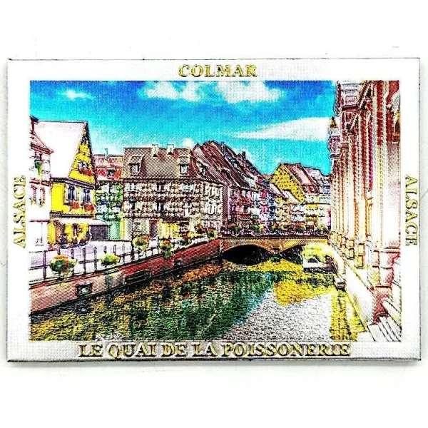 Decorative Magnet Colmar the Quai des Poissonniers silvered and glittering