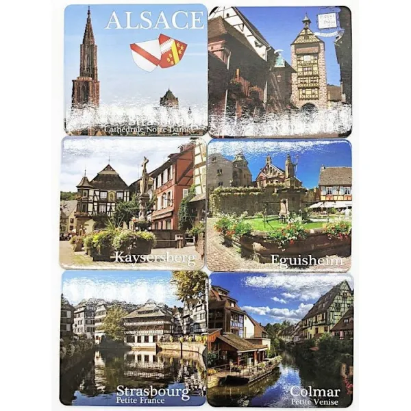 Dessous de Verre décor Villes et Villages Alsaciens