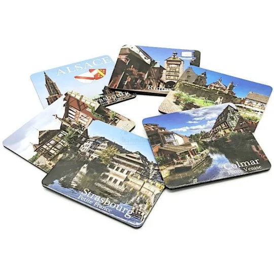Dessous de Verre décor Villes et Villages Alsaciens