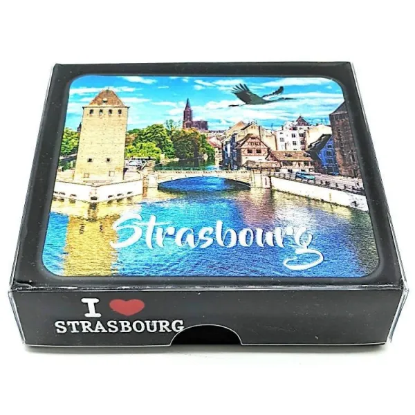 Dessous de Verre Luxe argenté et scintillant décor Strasbourg