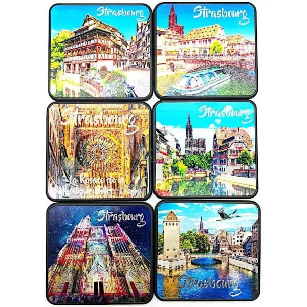 Dessous de Verre Luxe argenté et scintillant décor Strasbourg