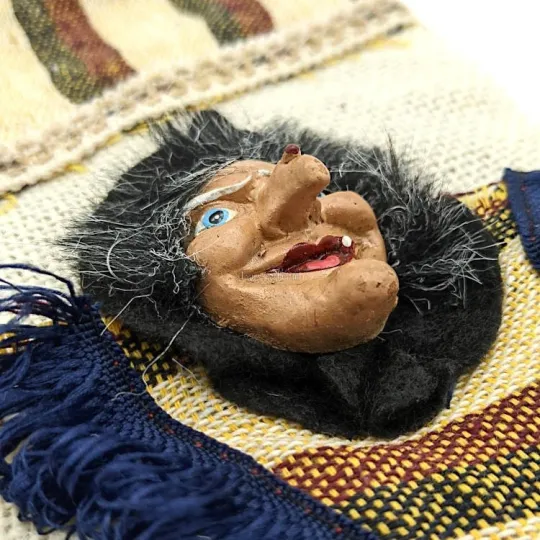 Beige Sok om op te hangen met Heks Elzas in reliëf