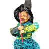 Big Alsatian Witch 55 cm to hang with Black Vest and Blue Fringes