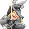 Big Alsatian Witch 45 cm black with black fringes to hang