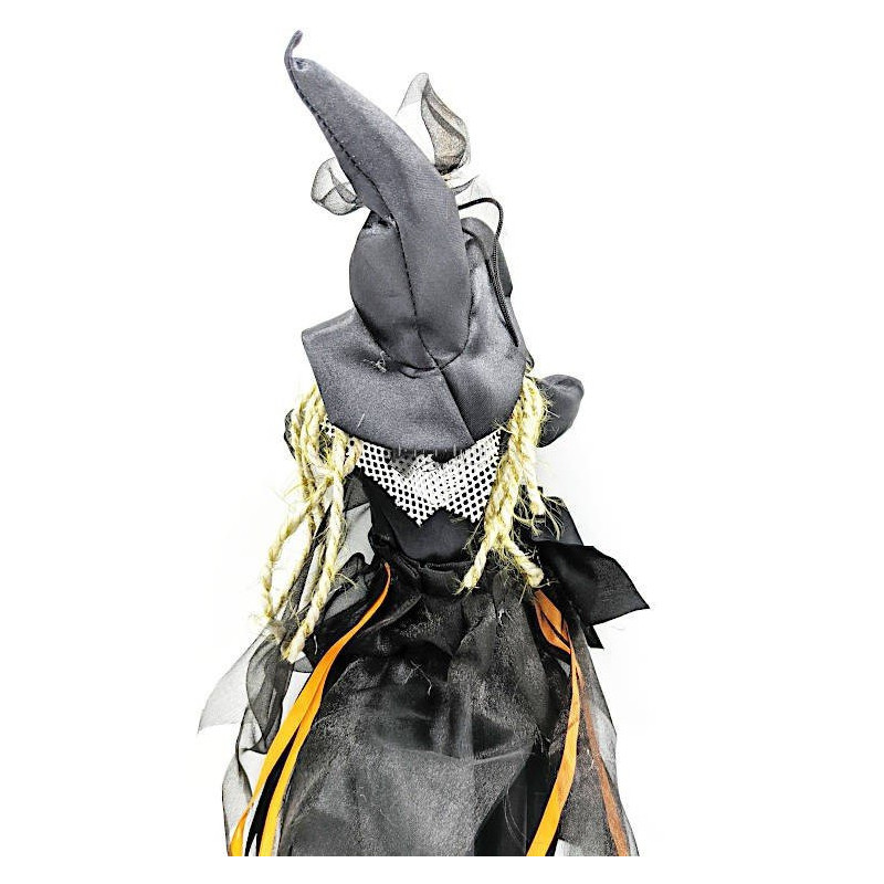 Grande Sorcière d'Alsace 45 cm noir avec franges noires à suspendre