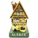 Large Yellow Alsatian House with Resin Stork