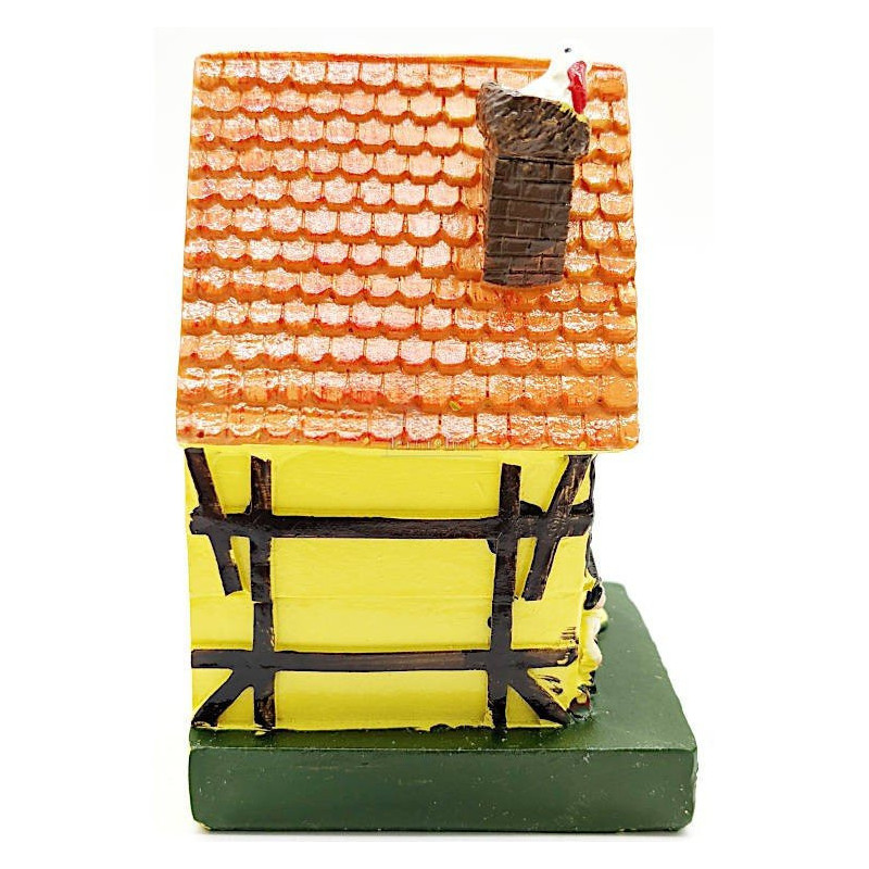 Grande Maison Alsacienne jaune avec Cigogne en Résine