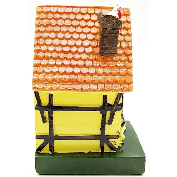 Grande Maison Alsacienne jaune avec Cigogne en Résine