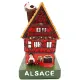 Grande Maison Alsacienne rouge avec Cigogne en Résine