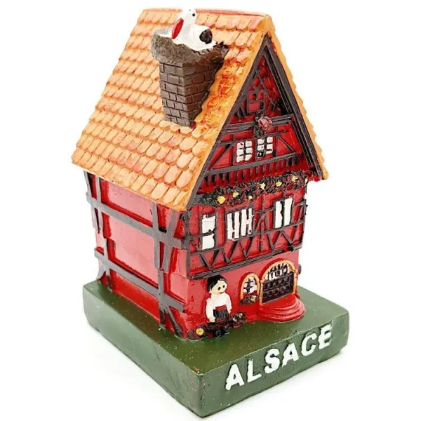 Big red Alsatian House with Stork in Resin