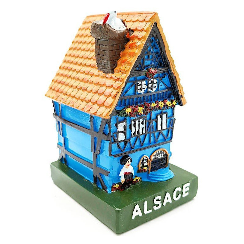 Big Blue Alsatian House with Resin Stork
