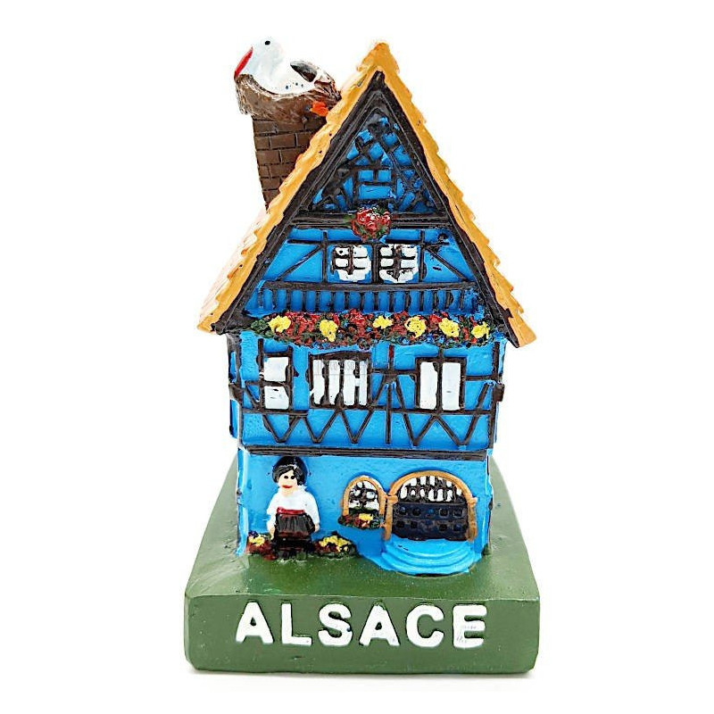 Big Blue Alsatian House with Resin Stork