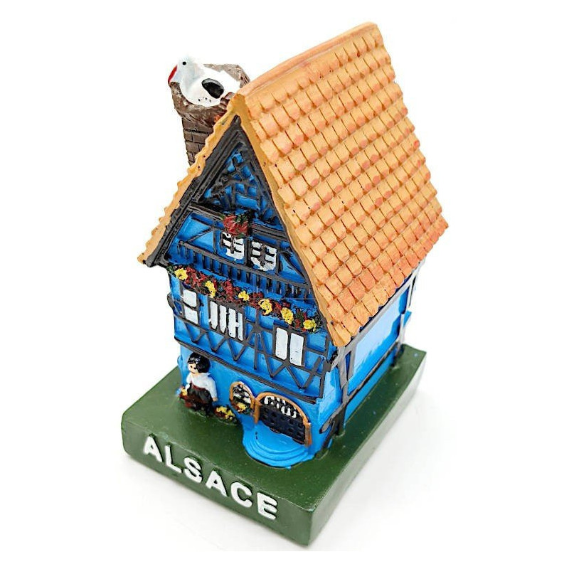 Big Blue Alsatian House with Resin Stork