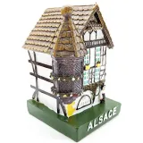 Large White Alsatian House with Turret and Stork in Resin