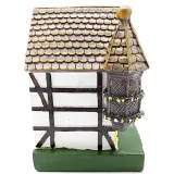 Large White Alsatian House with Turret and Stork in Resin