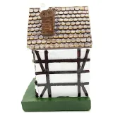 Large White Alsatian House with Turret and Stork in Resin