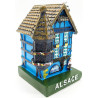 Large Blue Alsatian House with Turret and Stork in Resin