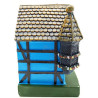Large Blue Alsatian House with Turret and Stork in Resin