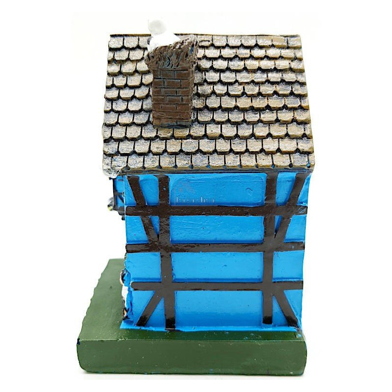 Large Blue Alsatian House with Turret and Stork in Resin