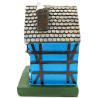 Large Blue Alsatian House with Turret and Stork in Resin