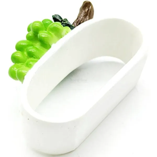 Set of 4 Ceramic Napkin Rings Grapevine of Alsace