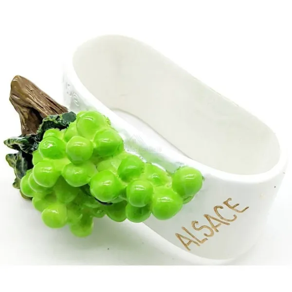 Set of 4 Ceramic Napkin Rings Grapevine of Alsace