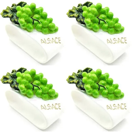 Lot de 4 Ronds de Serviette en Céramique grappes d’Alsace