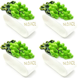 Set of 4 Ceramic Napkin Rings Grapevine of Alsace