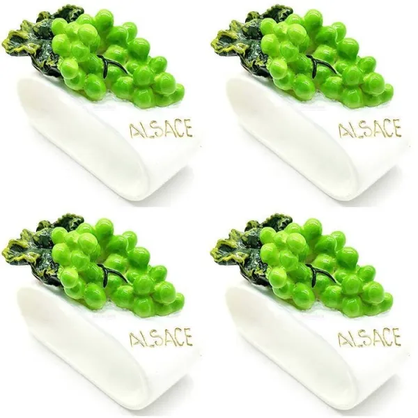 Lot de 4 Ronds de Serviette en Céramique grappes d’Alsace