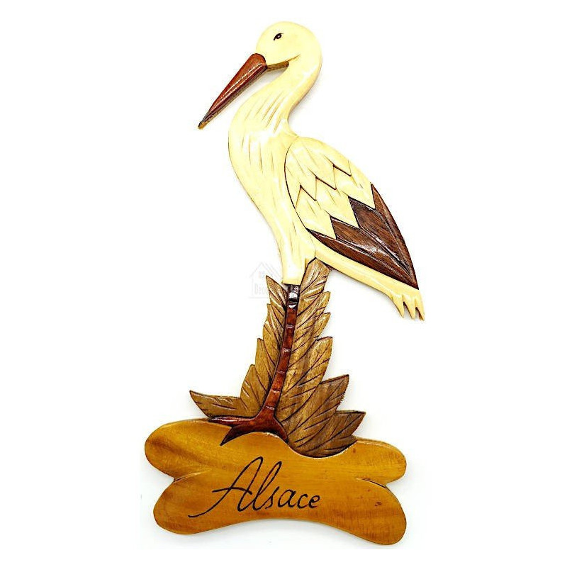Holzstorch mit Relieflackierung 41 cm