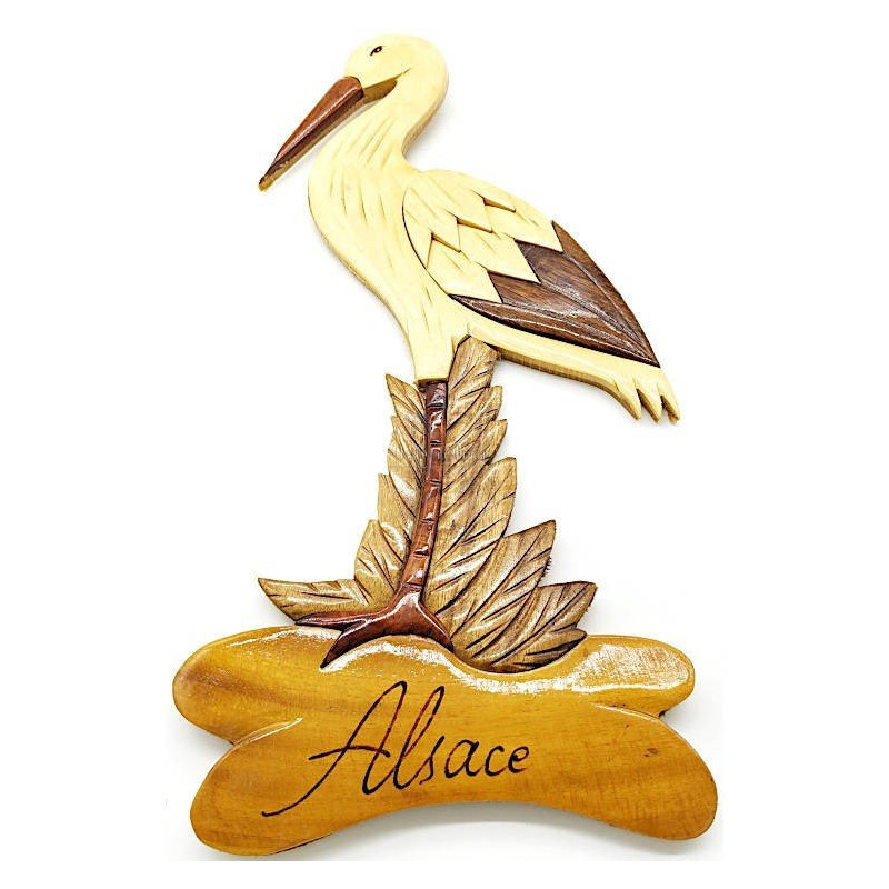 Holzstorch mit Relieflackierung 41 cm