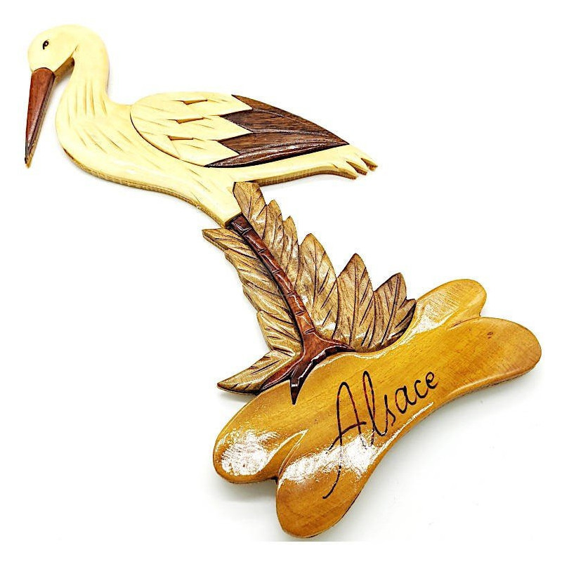 Holzstorch mit Relieflackierung 41 cm