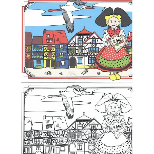 Alsatian Villages and Landscapes Colouring Book