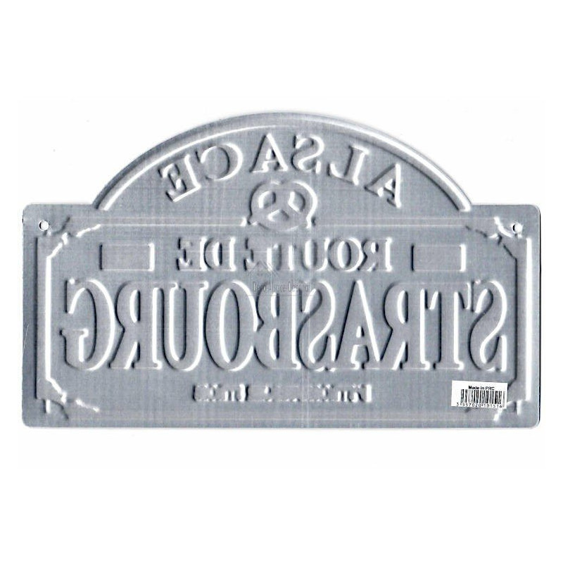 Plaque métal en relief Route de Strasbourg
